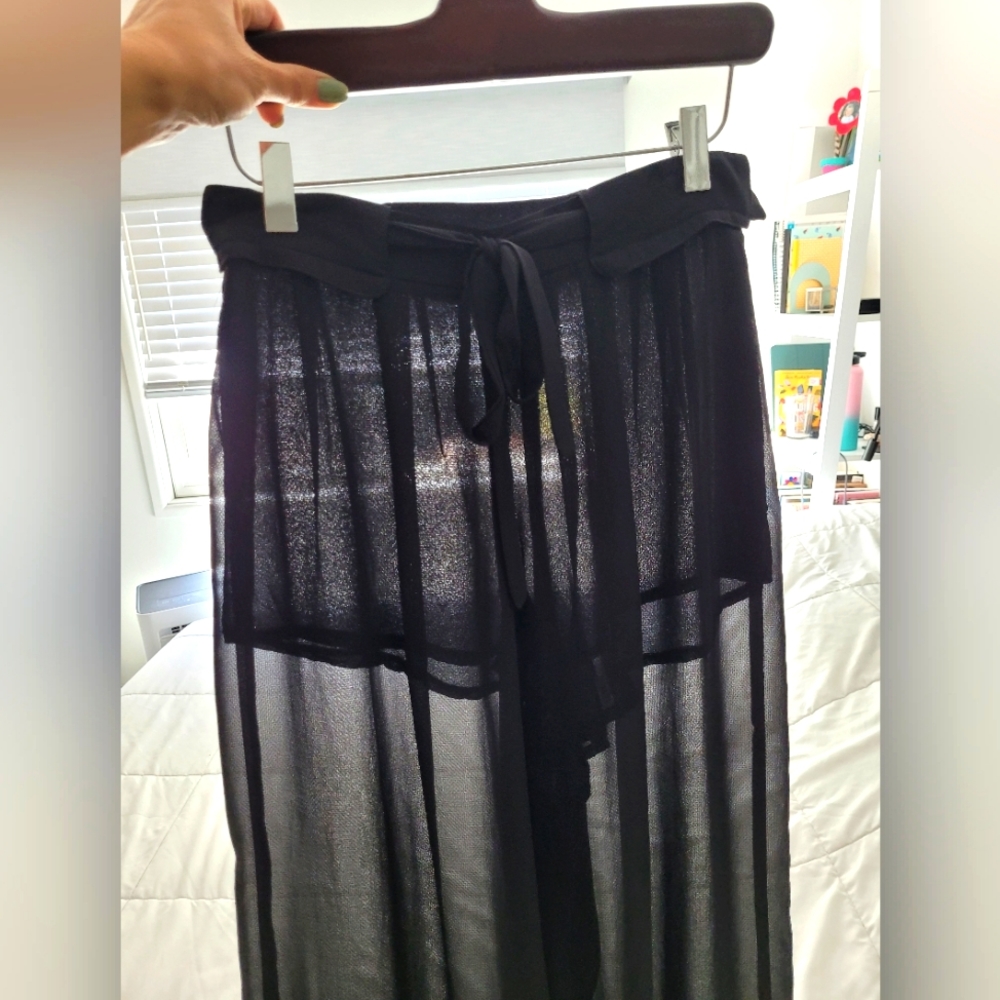 Sheer high waist wide leg flowy pants